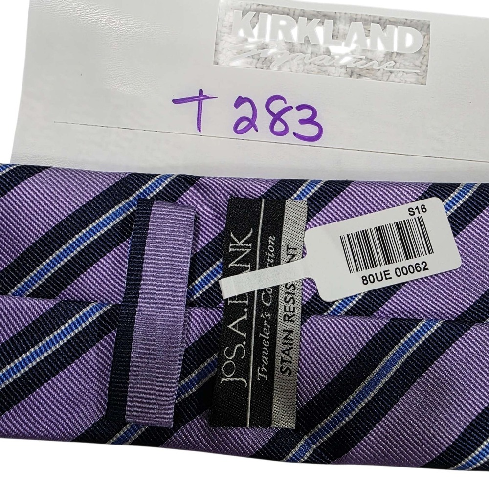 Jos. A. Bank Striped Silk Dress Tie Traveler's Collection Stain Resistant Purple - Picture 12 of 12